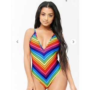 Rainbow Chevron Pattern One-Piece Swimsuit